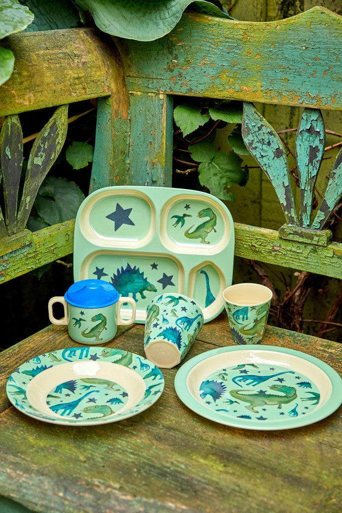 Melamine Kids Lunch Plate | Dinosaurs Print - Rice By Rice