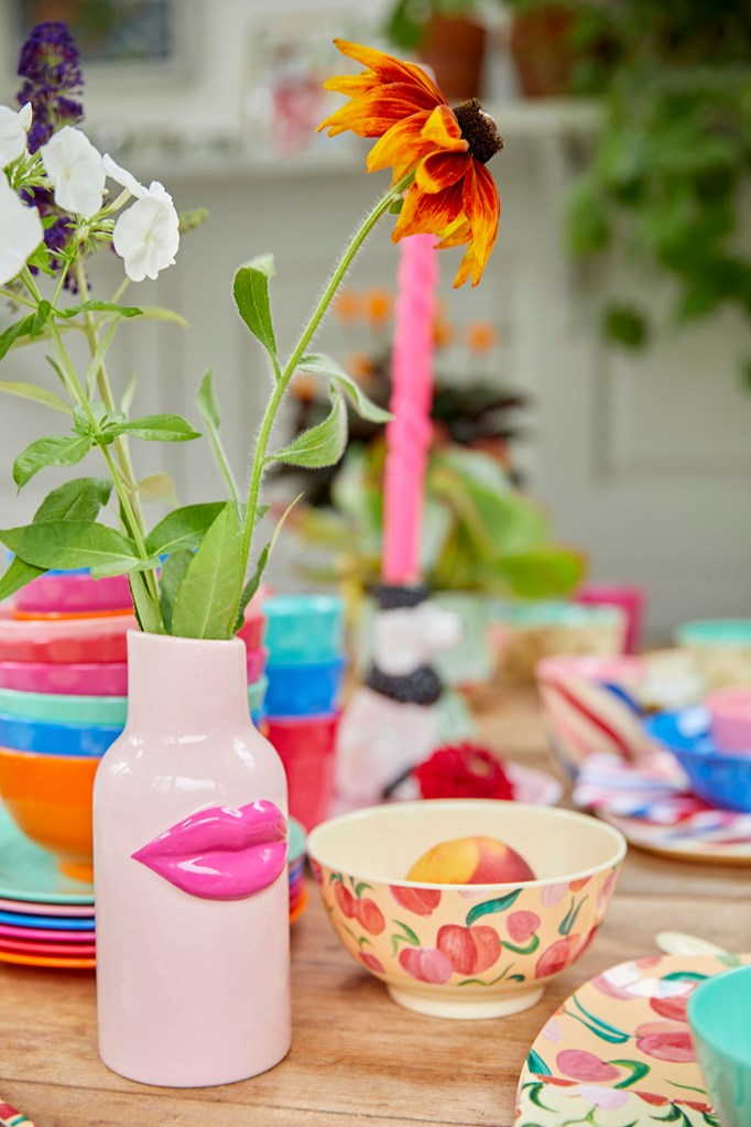 Ceramic Vase with Fuchsia Lips - Small - Rice By Rice