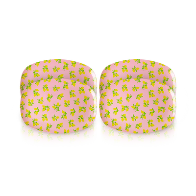 4 Melamine Rectangular Plate Set | Lemon Print - Rice By Rice