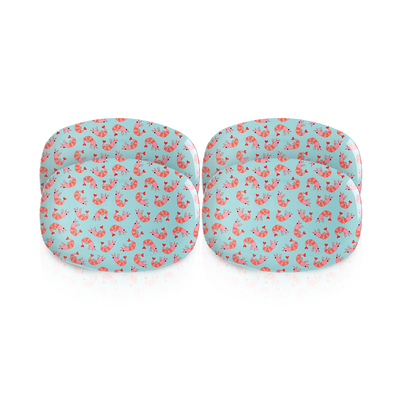 4 Melamine Rectangular Plate Set | Shrimp Print - Rice By Rice