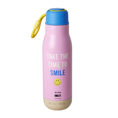 Stainless Steel Thermo bottle - Pink - Smiley® - Rice By Rice