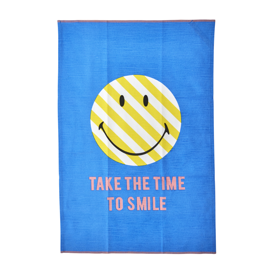 Cotton Tea Towel - Blue - Smiley® - Rice By Rice