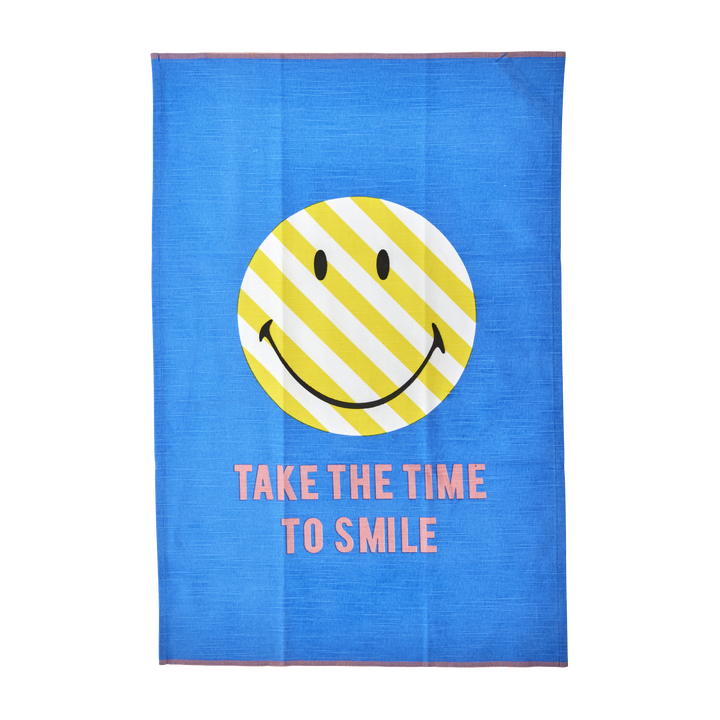 Cotton Tea Towel - Blue - Smiley® - Rice By Rice