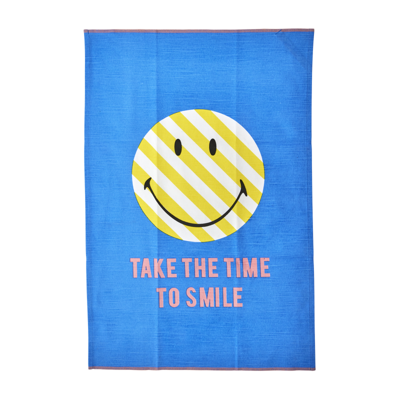 Cotton Tea Towel - Blue - Smiley® - Rice By Rice