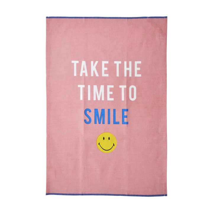 Cotton Tea Towel - Pink - Smiley® - Rice By Rice