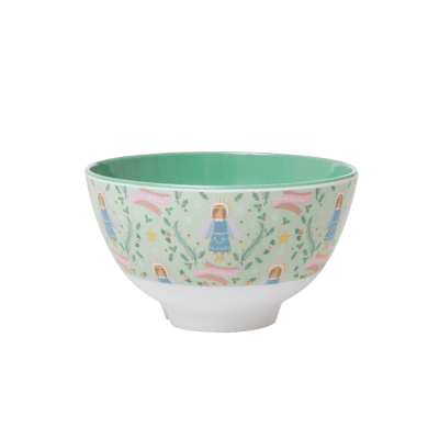 Melamine Bowl with Xmas Angel Print - Small - Two Tone - Rice By Rice