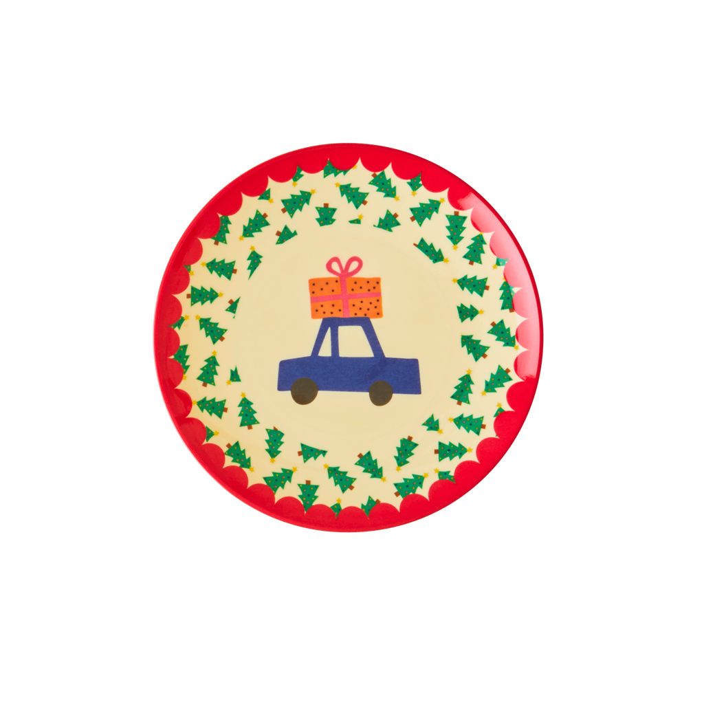 Melamine Dessert Plate in Christmas Tree Print - Rice By Rice
