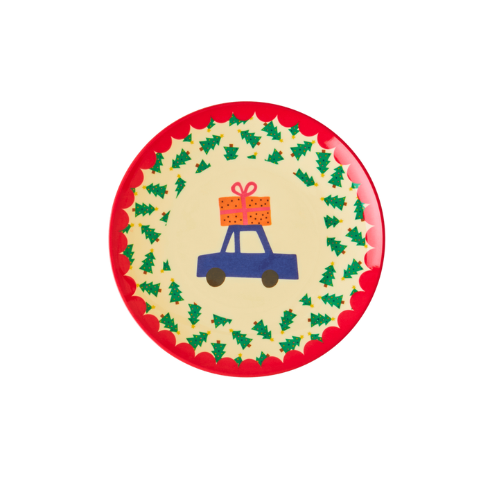Melamine Dessert Plate in Christmas Tree Print - Rice By Rice