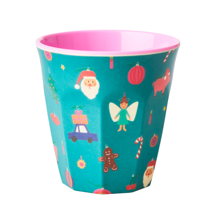 Set of 2 Medium Melamine Cups | Christmas All Over Print - Rice By Rice