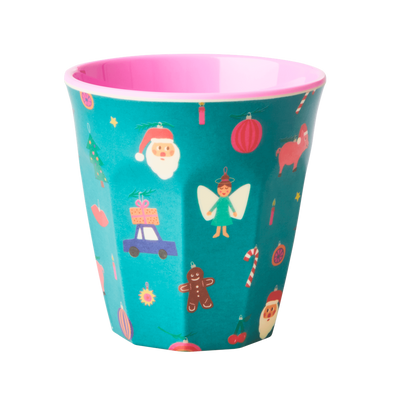 Set of 2 Medium Melamine Cups | Christmas All Over Print - Rice By Rice